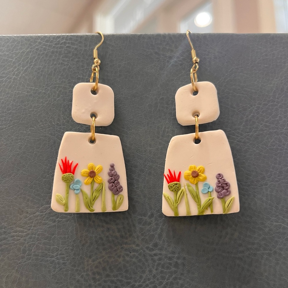Handmade Floral clay Earrings